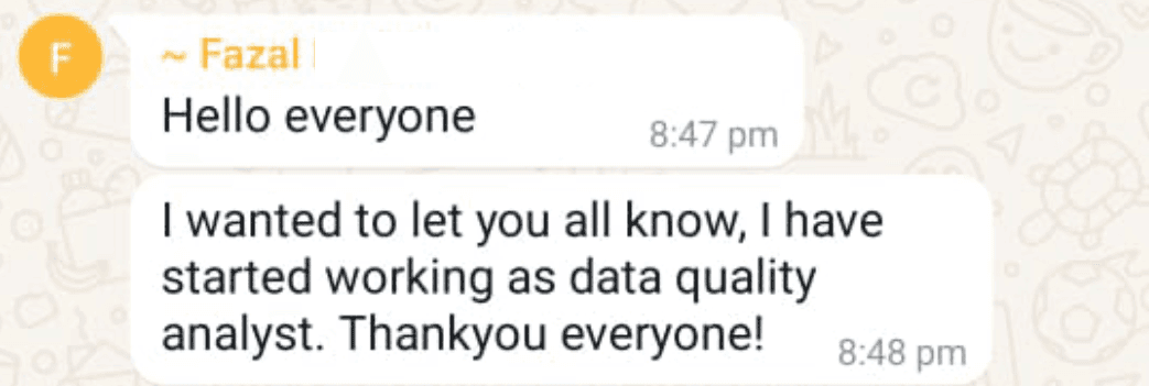 WhatsApp testimonial