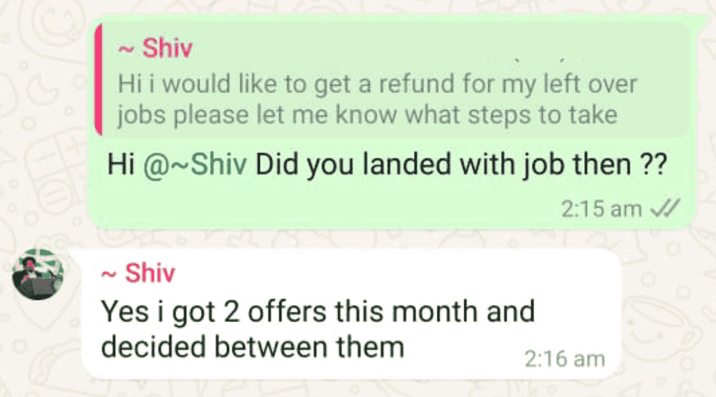 WhatsApp testimonial