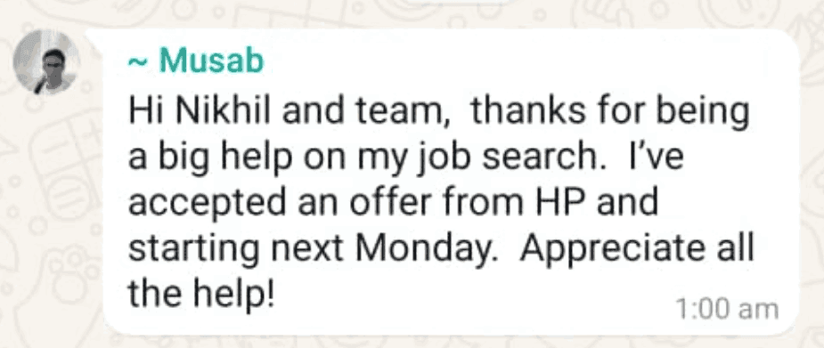 WhatsApp testimonial