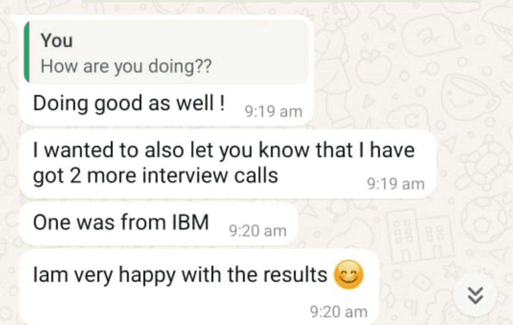 WhatsApp testimonial