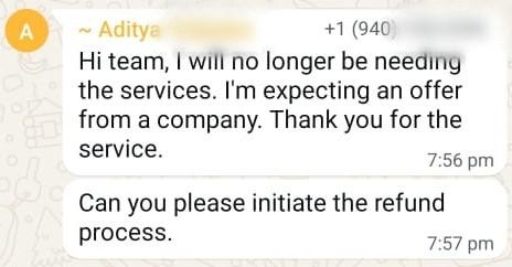 WhatsApp testimonial