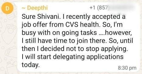 WhatsApp testimonial