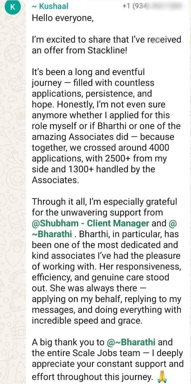WhatsApp testimonial