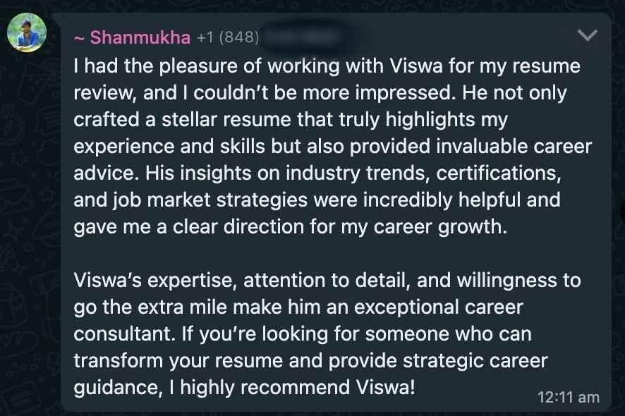 WhatsApp testimonial