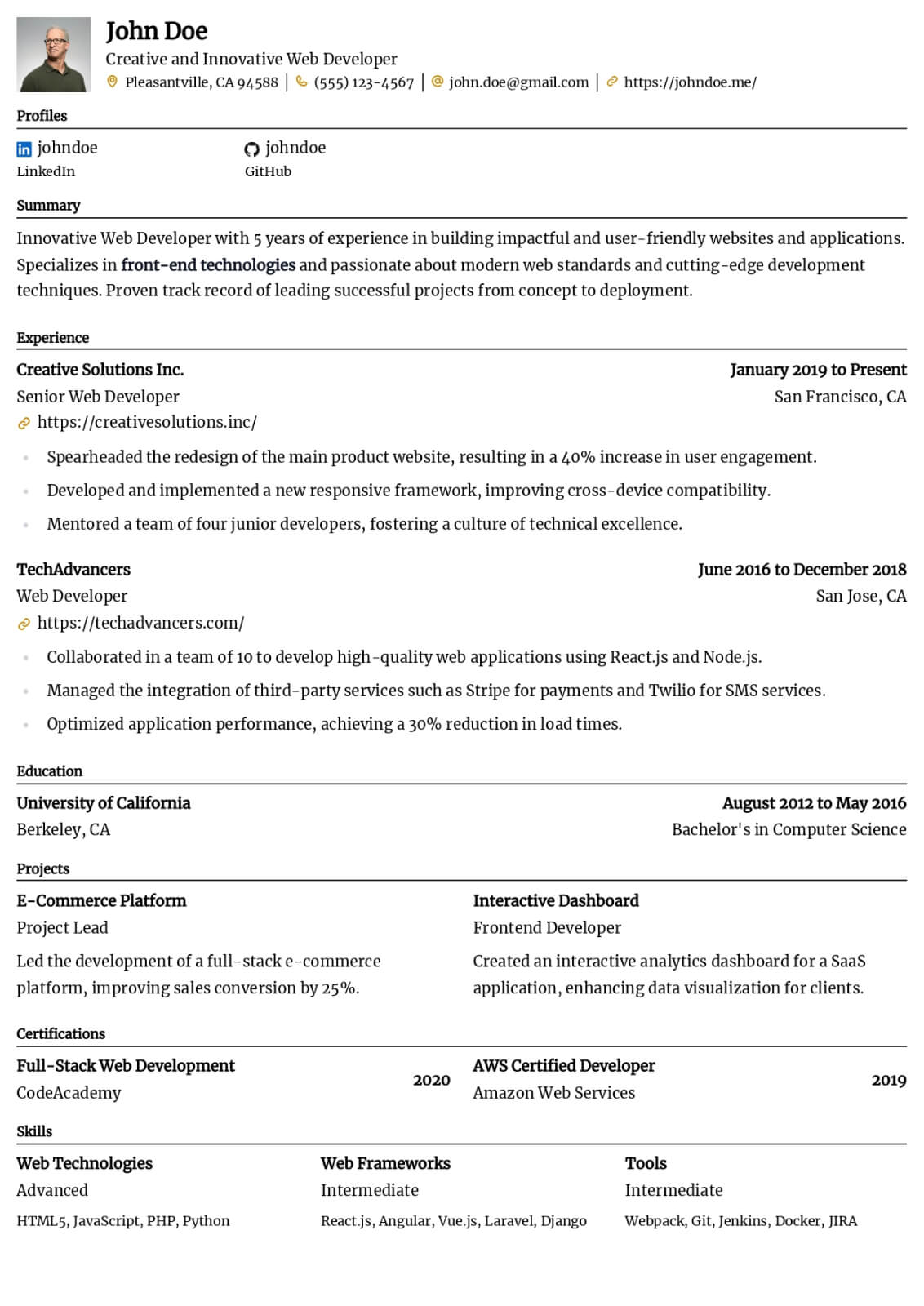Pro resume template